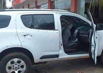 The bullet-ridden vehicle in which the four people were travelling when they were shot in Pedro Juan Caballero