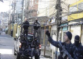 Military police patrolling the streets of Jacarezinho