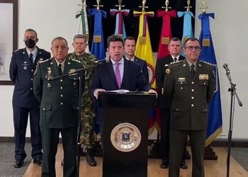 Colombia's Minister of Defense Diego Molano confirms Iván Mordisco's death at a press conference