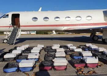 A jet loaded down with cocaine was caught in northeastern Brazil.