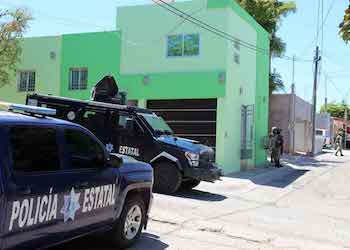 Security forces at the scene of a seized fentanyl lab in Culiacán, Sinaloa