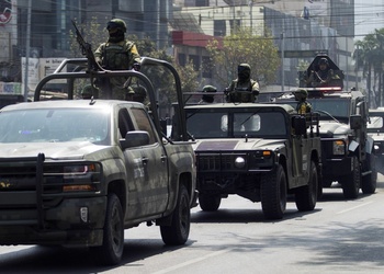 Military forces on patrol in Nuevo Laredo, Tamaulipas