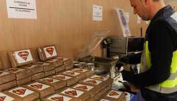 Spanish authorities examine products seized in the mega lab operation.