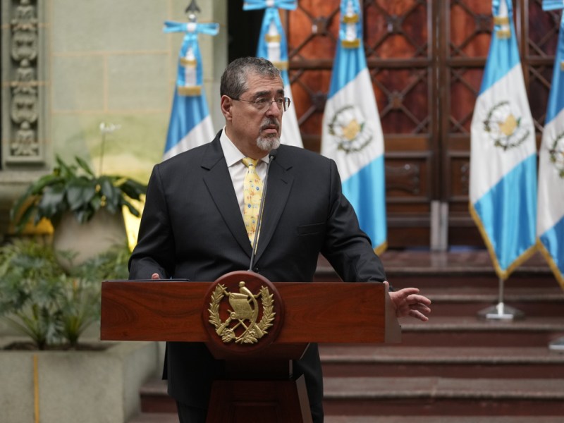 Guatemala President Bernardo Arévalo at a press conference regarding Attorney General Consuelo Porras.