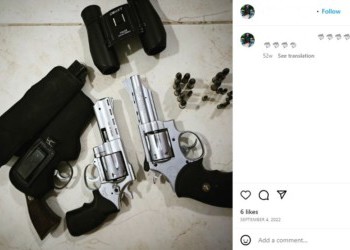 An image of guns and bullets uploaded to Instagram