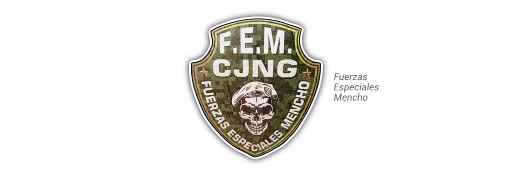 Green patch featuring a skeleton for CJNG's Mencho Special Forces.