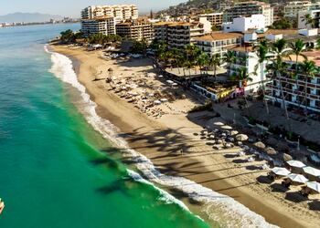 Aerial view on the malecon of Puerto Vallarta in Jalisco Mexico