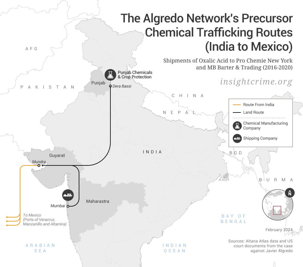 Precursor-Chemical-The-Algredo-Networks-Precursor-Chemical-Trafficking-Routes-India-to-Mexico-InSight-Crime-Feb-2024-1-1024x902.jpg